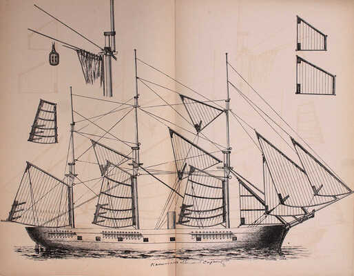 [Большая редкость]. Опыт изложения чертежами работ по вооружению и управлению судами / Составил Гардемарин Петрушевский. [Б. г.], 1885.